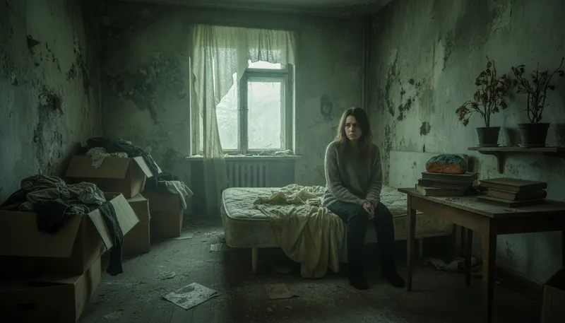 Illustration of squalid: Extremely dirty and unpleasant conditions.