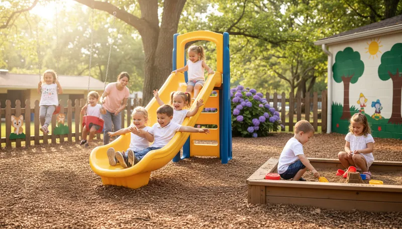 Illustration of daycare: a place where children are cared for during the day