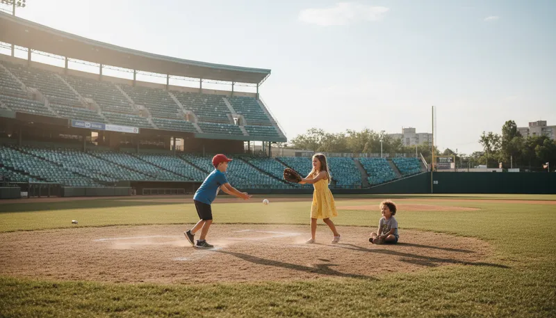 Illustration of ballpark: Outdoor area for baseball games.