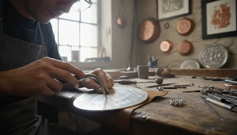 Illustration of chase: ornament a metal surface by cutting
