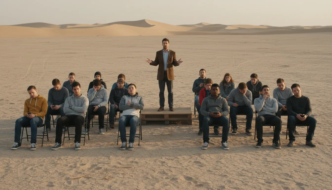 Illustrazione di preach in the desert: To speak to an uninterested audience.
