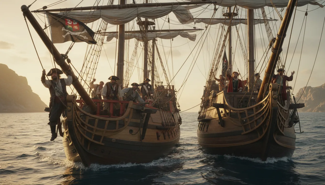 sail under false colors 일러스트: Deceive by pretending to be someone else.