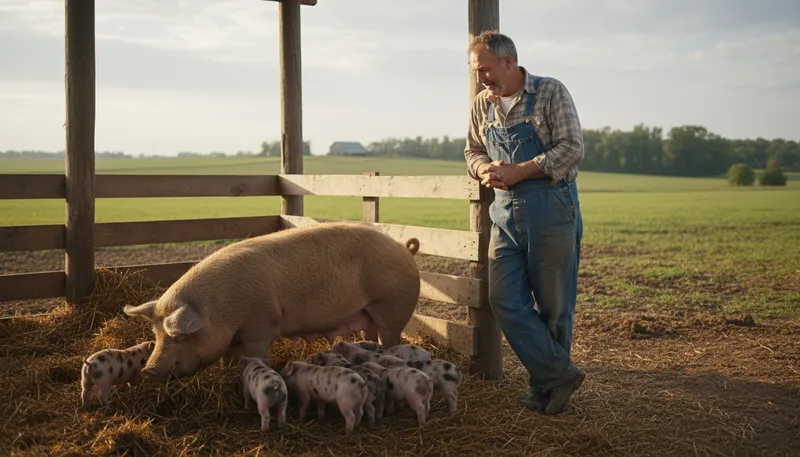 Illustration of sow: a female pig, especially one that breeds