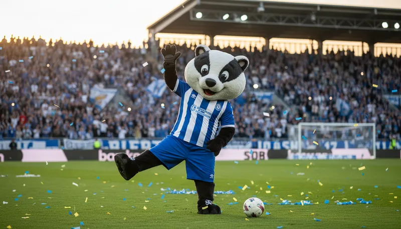 Illustration of mascot: A character representing a team or organization.