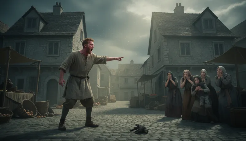 Illustration of a plague on both your houses: a curse directed at two parties