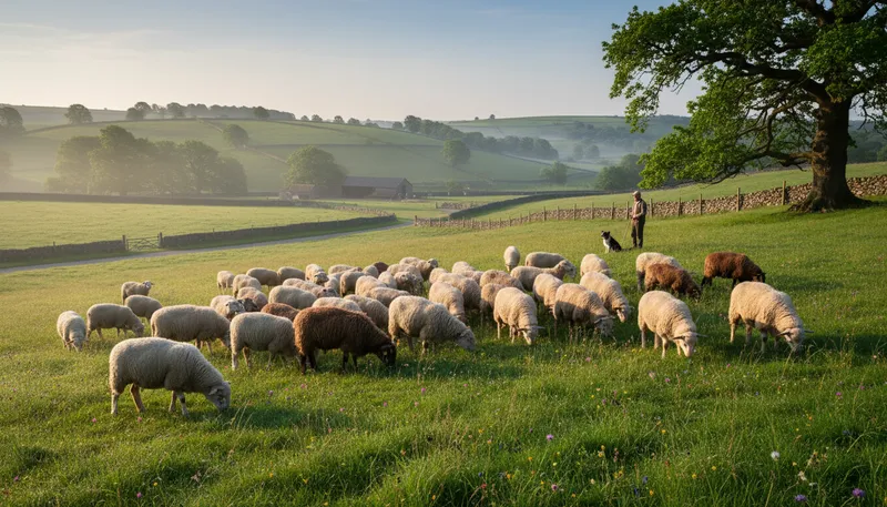 Illustration of herd: a group of animals, often grazing together.