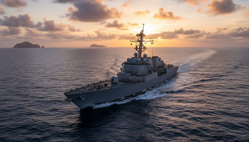 Illustration of warship: A naval vessel equipped for combat.