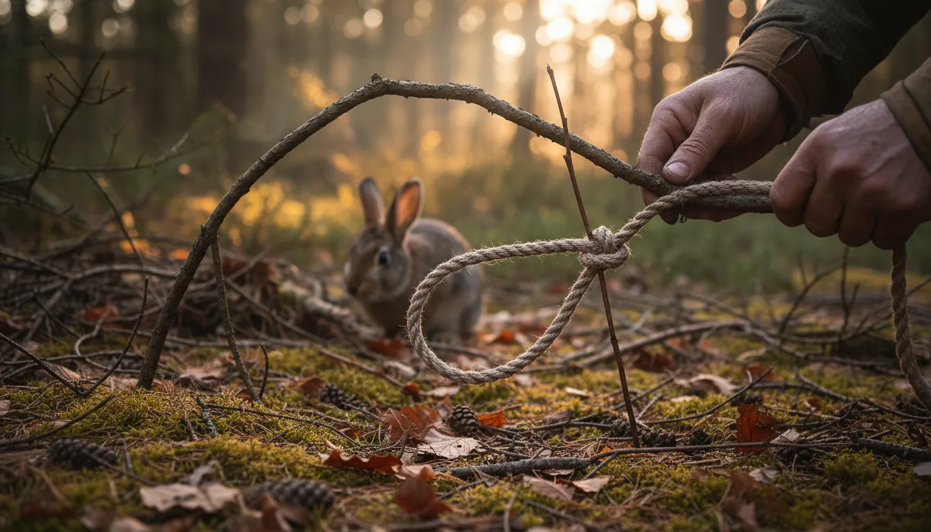 Illustration von noose: A looped knot used for trapping.