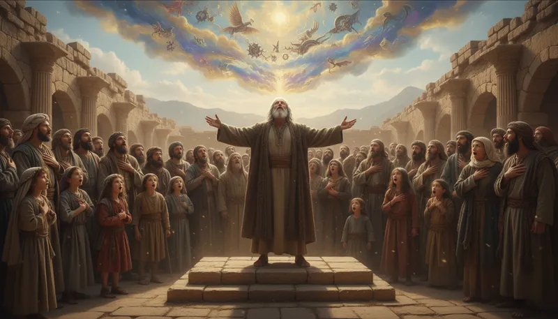 Illustration of ezekiel: A biblical prophet known for visions.
