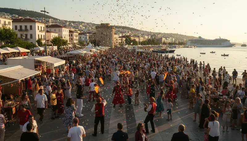 Illustration of thessaloniki: A city in northern Greece by the sea.