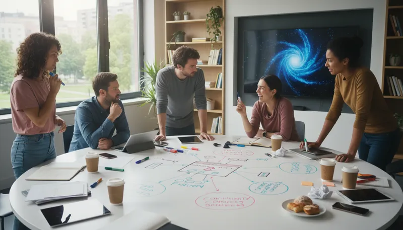Illustration of brainstorm: To generate ideas or solutions collaboratively.