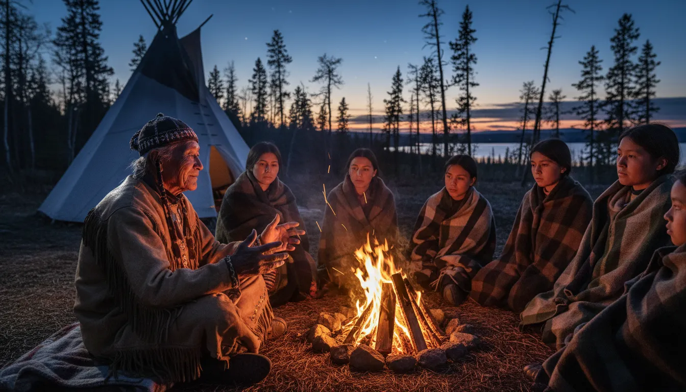 Creeのイラスト：a member of a large indigenous group in canada