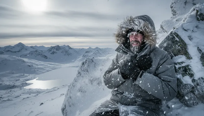 Illustration of chill to the bone: feel extremely cold and uncomfortable.
