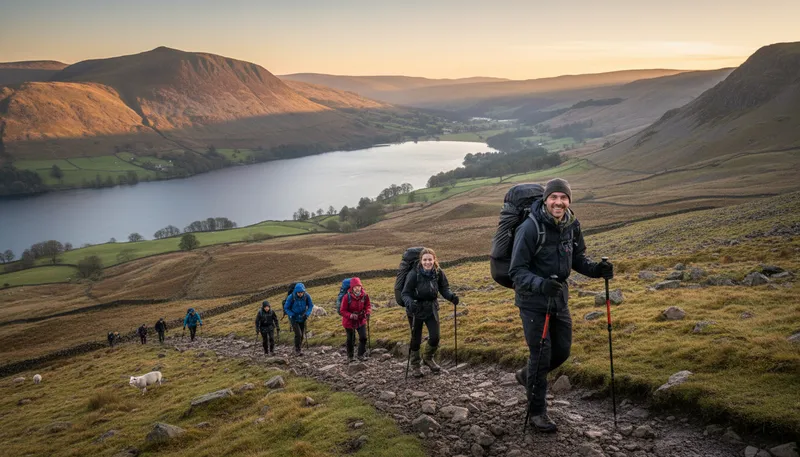 Illustration of cumbria: A county in northwest England known for hills.