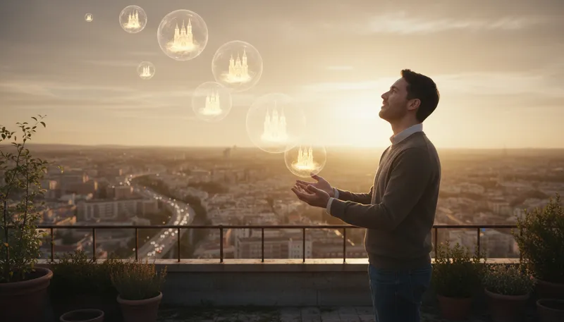 Illustration of build castles in the air: to make unrealistic plans or dreams