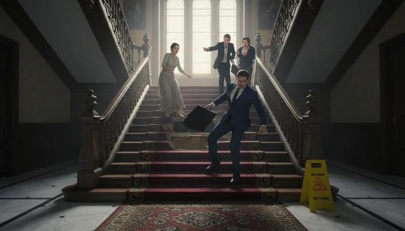 Illustration of missing stair: an overlooked problem or danger