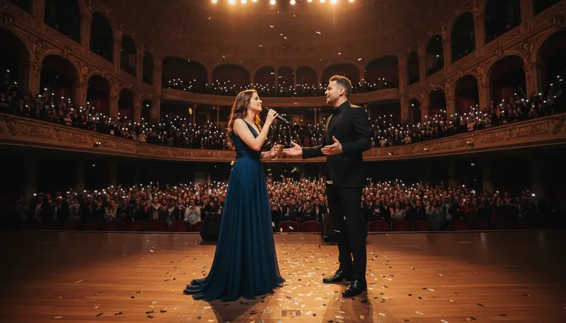 Illustration of duet: a performance by two people together.