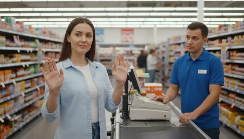 Illustration of i don't want to buy anything: I refuse to purchase any items right now.