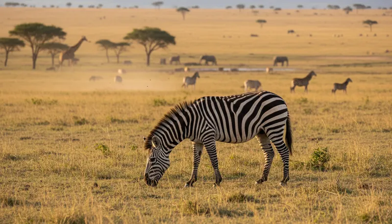 Illustration of zebra: a black-and-white striped African animal