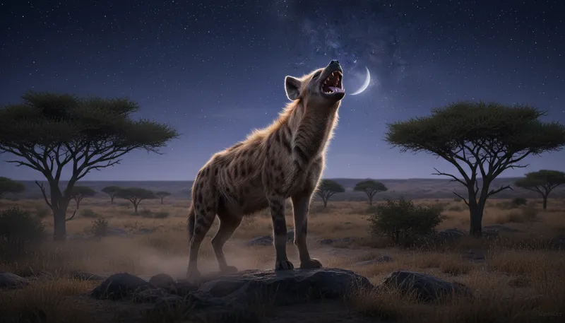 Illustration of hyena: A wild animal known for its laughter-like sound.