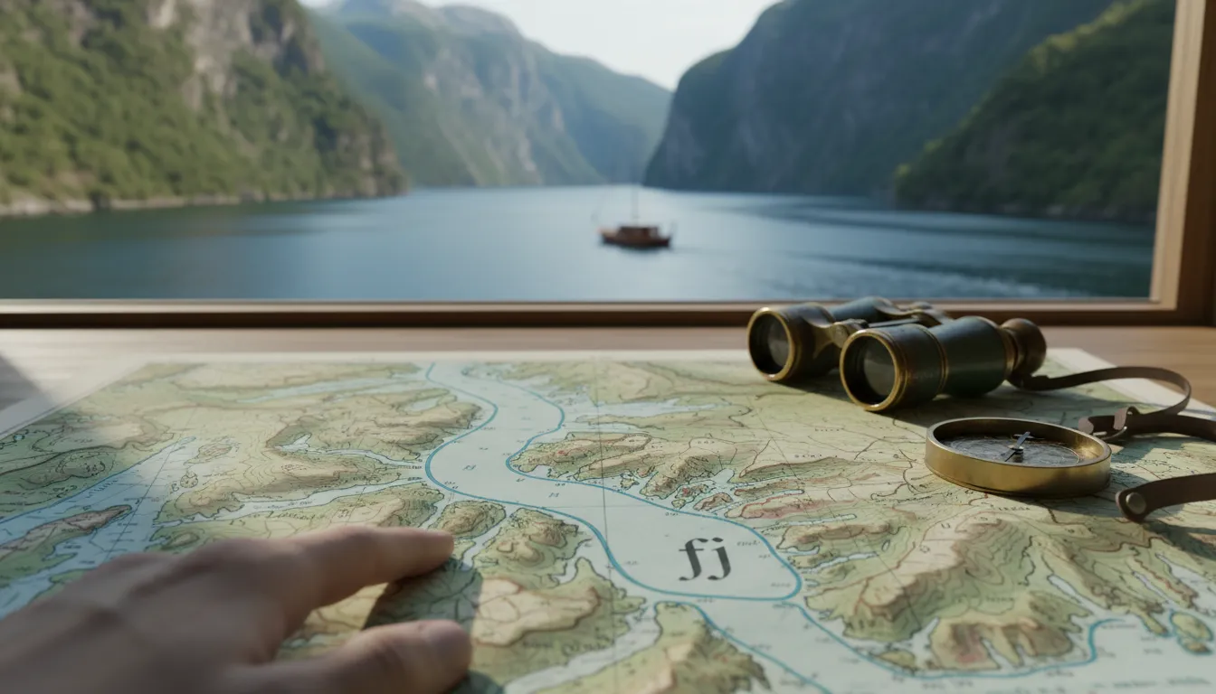 fjのイラスト：Short for fjord, a narrow coastal inlet.