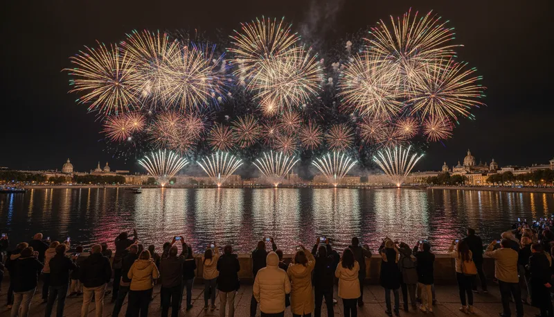 Illustration of pyrotechnics: Fireworks or explosive devices.