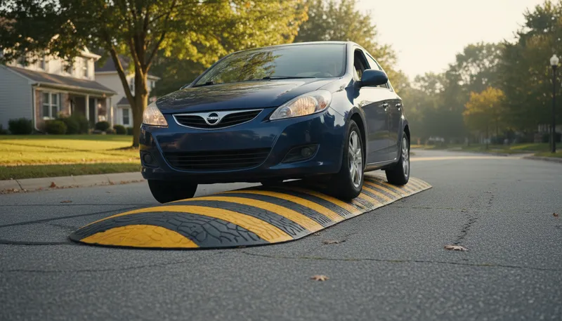 Illustration of sleeping policeman: A speed bump on the road.