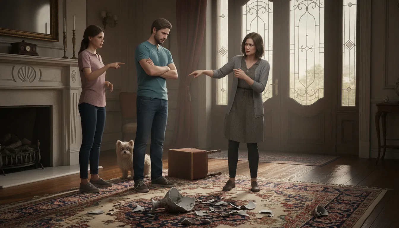 lie at someone's door का चित्र: to be someone's fault or responsibility