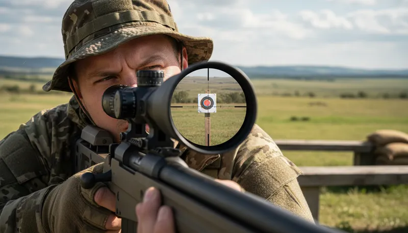 Illustration of crosshairs: A pair of intersecting lines in a sight.