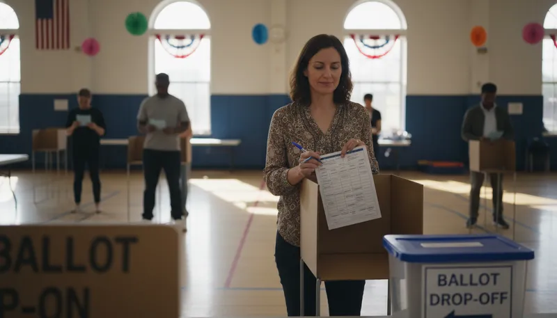 Illustration of cast one's vote: to formally express a choice in an election