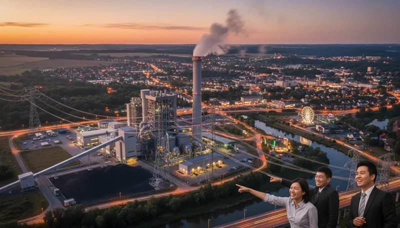 Illustration of cfb: A type of coal-fired power station.