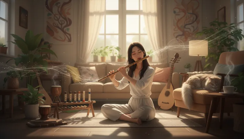 Illustration of xiao: A traditional Chinese bamboo flute.