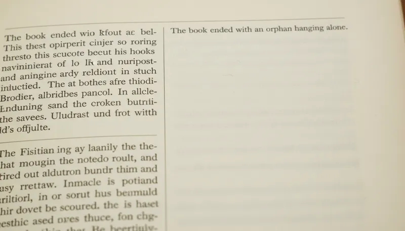 Illustration of orphan: a short line or single word stranded at the top of a new column or page