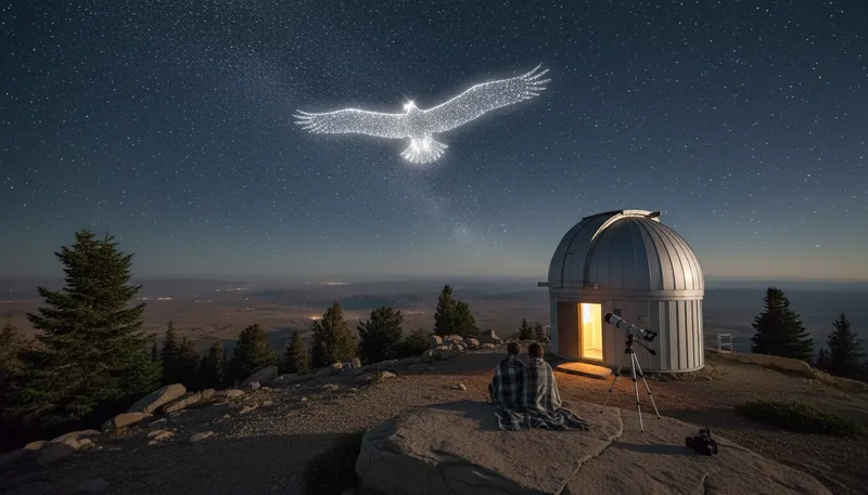 Illustration of aquila: A constellation in the night sky.