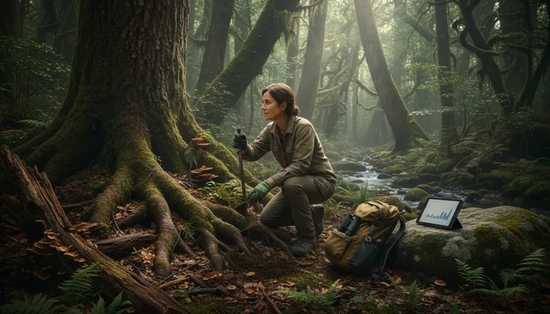 Illustration of ecology: The study of interactions among living things.
