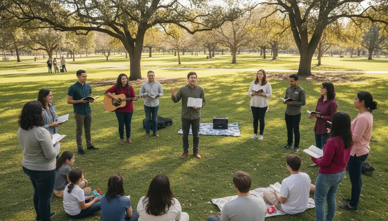 Illustration of evangelicals: Members of a Christian movement emphasizing evangelism.