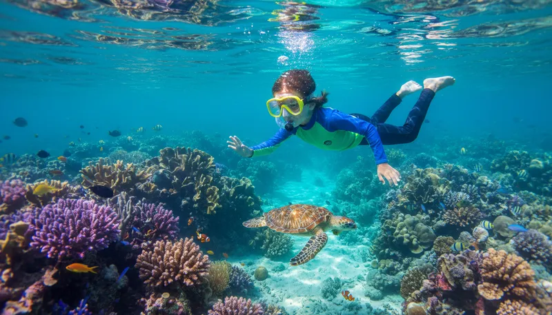 Illustration of snorkel: A device for breathing while swimming underwater.