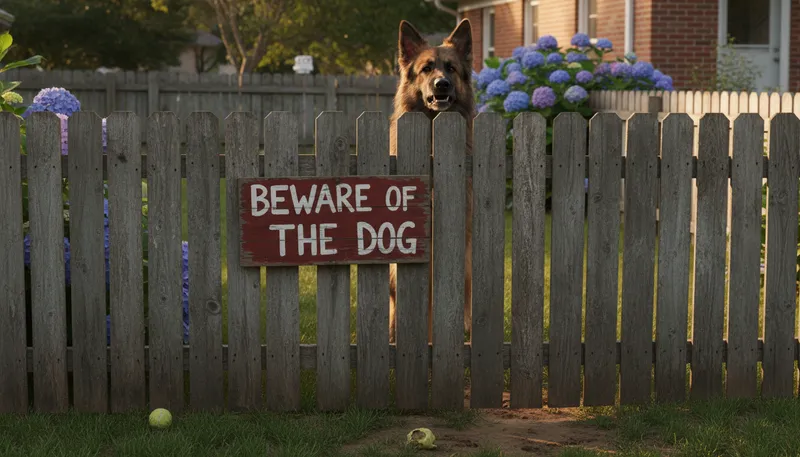 Illustration of beware of the dog: a warning about a potentially dangerous dog