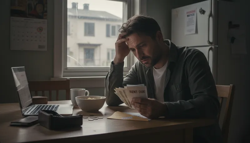 Illustration of pay the rent: give money for living space