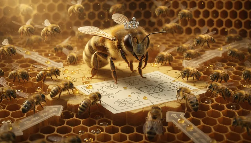 Illustration of queen bee: dominant female in a group or organization