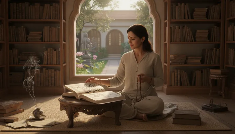 Illustration of vedanta: A school of Hindu philosophy focused on knowledge.