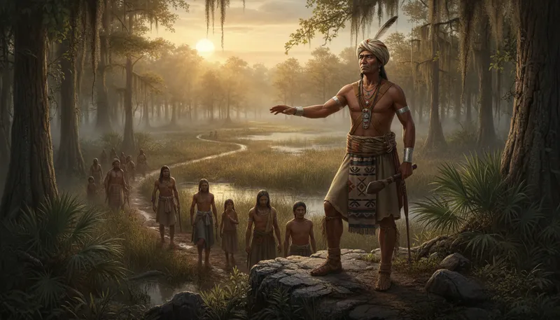 Illustration of osceola: A famous Seminole leader in history.