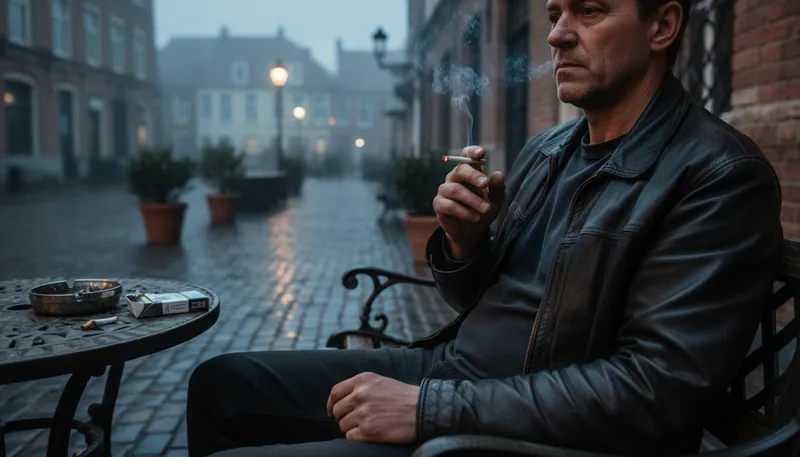 Illustration of chainsmoker: a person who smokes continuously or heavily