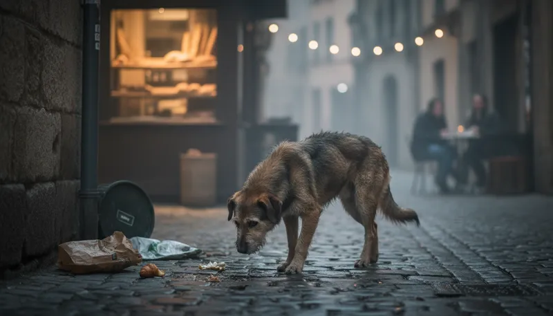 Illustration of stray: a domestic animal that has no home