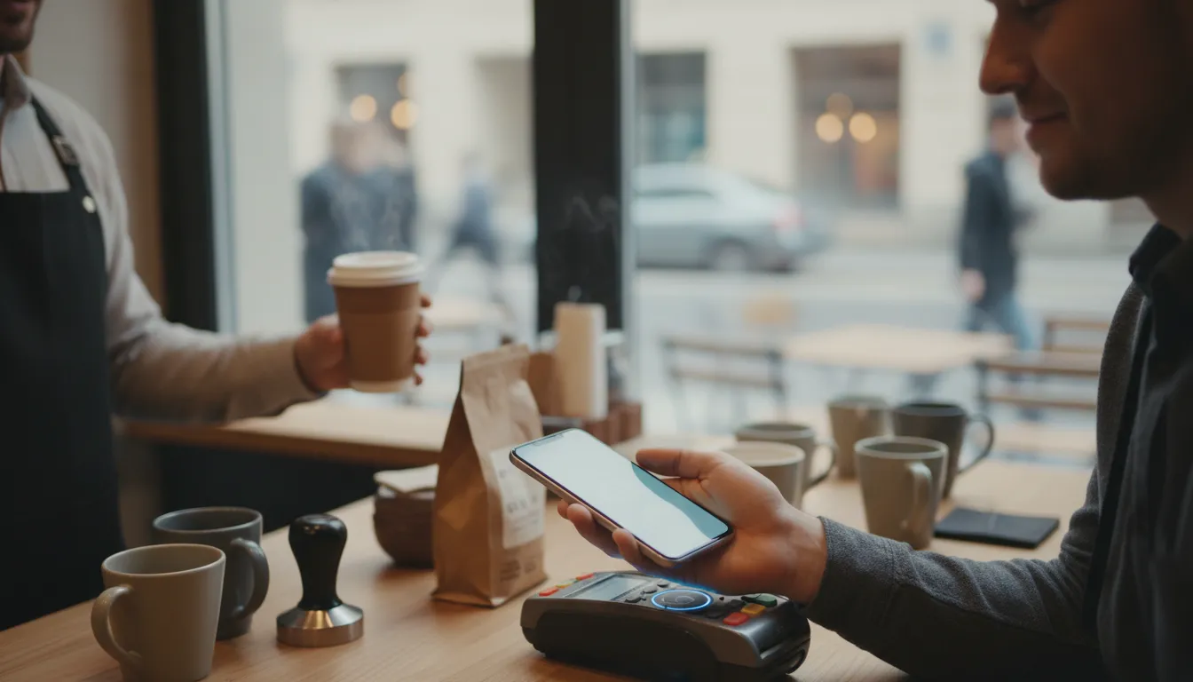 Иллюстрация nfc: short-range wireless data transfer technology