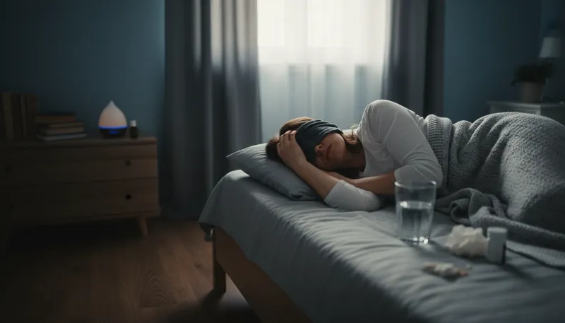 Illustration of migraine: A severe headache often accompanied by nausea.