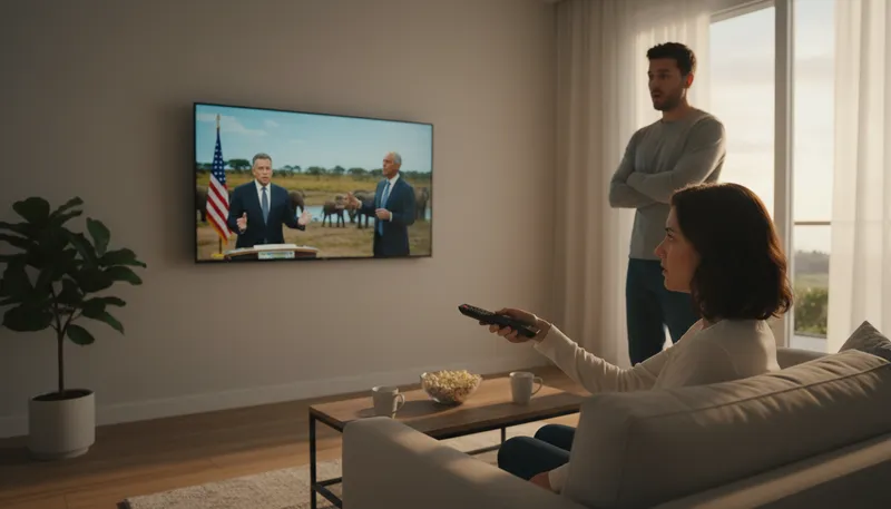 Illustration of change the channel: Switch to a different TV program or topic.
