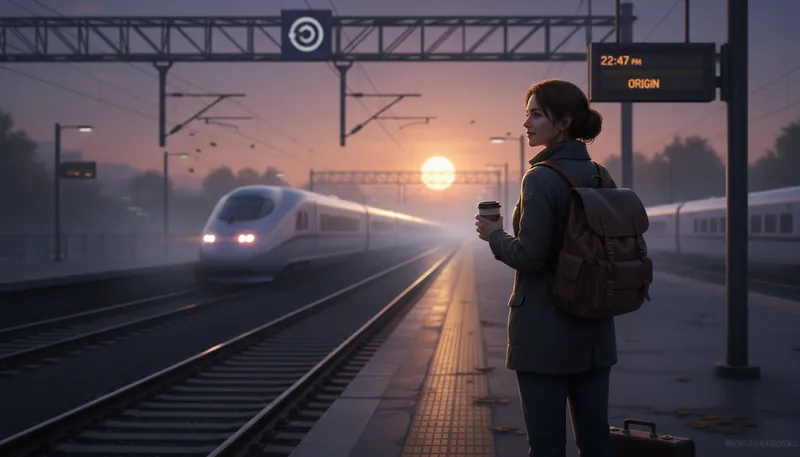 Illustration of there and back: to a place and return.