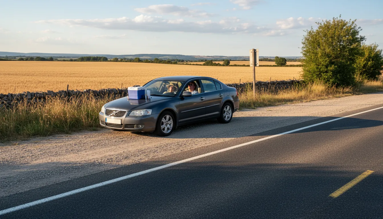 Illustrazione di roadside: The edge of a street or highway.