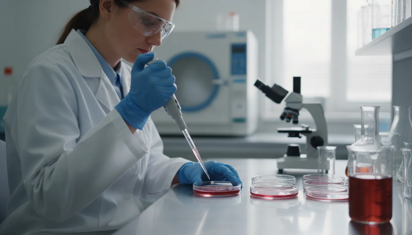 Illustration of Petri dish: A shallow glass container for growing cells.